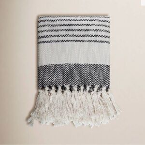 Elegant Black and White Striped Throw Blanket